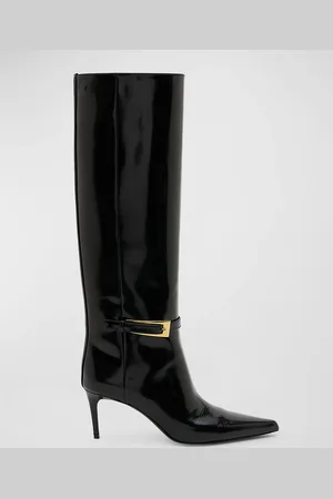 Saint Laurent Lee Patent Buckle Knee Boots