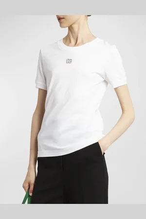 Dolce & Gabbana Cotton T-Shirt with Strass Crystal Logo