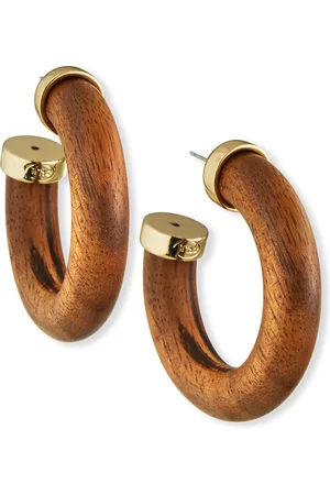 Kenneth Jay Lane Large Wood Hoop Earrings