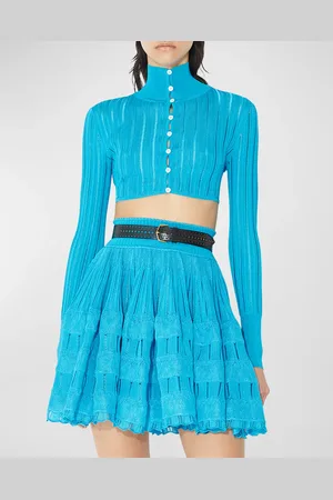 Alaïa Cropped Crino Button-Front Cardigan Top