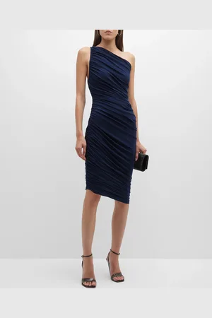 Norma Kamali Diana Shirred One-Shoulder Asymmetric Dress