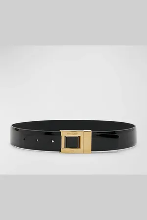 Saint Laurent Patent Leather Belt With Engraved Brass Buckle