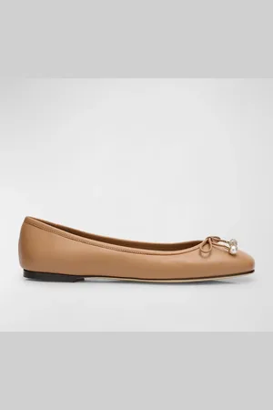 Jimmy Choo Elme Leather Bow Ballerina Flats