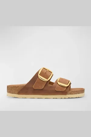 Birkenstock Arizona Leather Dual-Buckle Slide Sandals