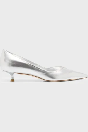 Stuart Weitzman Eva Metallic Kitten-Heel Pumps