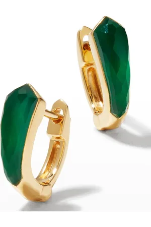 STEPHEN WEBSTER Yellow Gold Sleeper Earrings with Green Agate