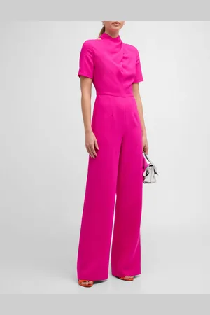 Black Halo Mercer Mock-Neck Cutout Crepe Jumpsuit