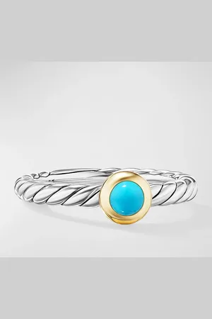 David Yurman Cable Flex Ring with Gemstone in Silver and 14K Gold, 2.8mm