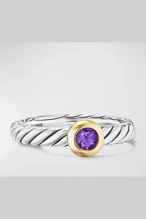 David Yurman Cable Flex Ring with Gemstone in Silver and 14K Gold, 2.8mm