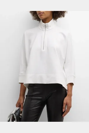ROSETTA GETTY Side-Slits Quarter-Zip Caftan Top