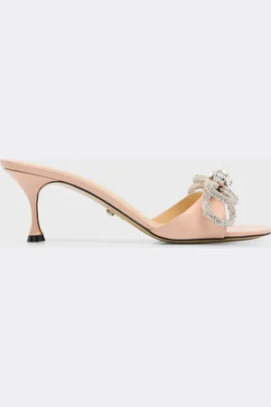 Mach & Mach Crystal Patent Double Bow Mule Sandals