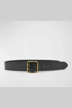 Saint Laurent Python Snakeskin Belt With a Square Buckle