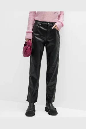 Nanushka Vinni Mid-Rise Straight Leather Ankle Pants