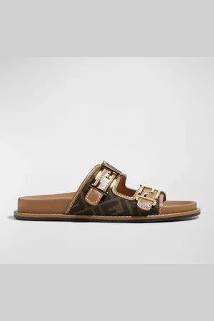 Fendi FF Jacquard Dual Buckle Slide Sandals