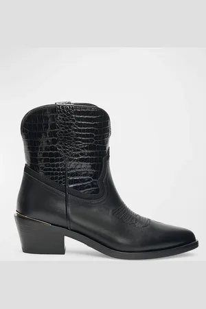 Partlow Boots Jena Croco Western Ankle Booties