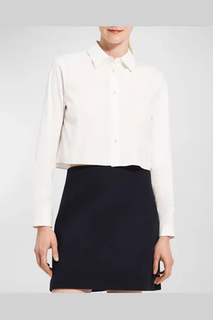 THEORY Button-Front Cropped Dress Shirt