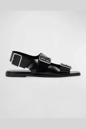Aeyde Thekla Leather Dual Buckle Slingback Sandals