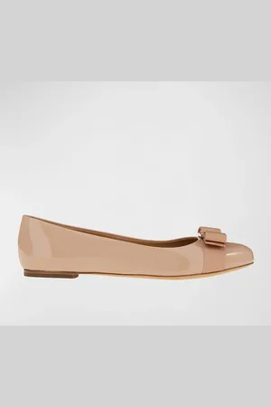 Salvatore Ferragamo Varina Patent Leather Bow Ballerina Flats