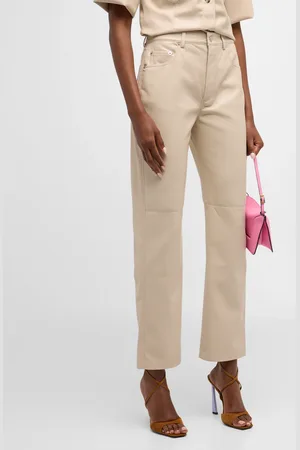 Nanushka Vinni Straight-Leg Alt-Leather Crop Pants