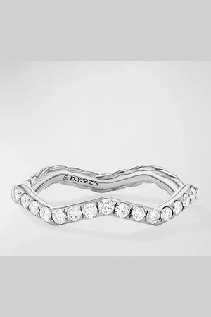 David Yurman Zig Zag Stax Ring with Diamonds in Silver, 2mm