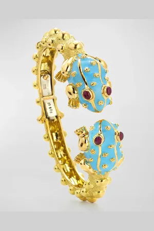 David Webb 18K Gold & Ruby Baby Frog Cuff Bangle