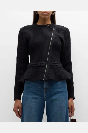 Simkhai Andi Mixed-Knit Cotton Peplum Jacket