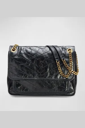 Saint Laurent Niki Medium Flap YSL Shoulder Bag in Crinkled Leather