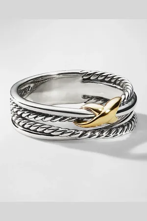 David Yurman 6mm X Crossover Ring in Silver with 18K Gold