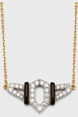 David Webb 18K Gold Black Enamel Flight Necklace w/ Diamonds