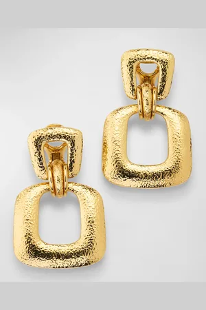 David Webb 18k Hammered Gold Hoop Earrings