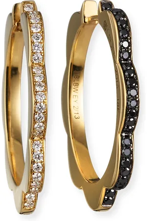 Cadar Medium 18k Black and White Diamond Hoop Earrings