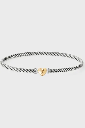 David Yurman 3mm Cable Heart Bracelet in Silver