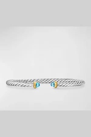 David Yurman Cable Flex Bracelet with Gemstone in Silver and 14K Gold, 4mm