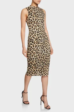 ALICE+OLIVIA Delora Sleeveless Fitted Mock-Neck Dress