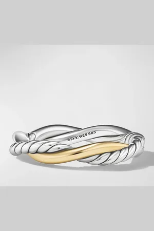 David Yurman Petite Infinity Band Ring in Silver with 14K Gold, 4mm