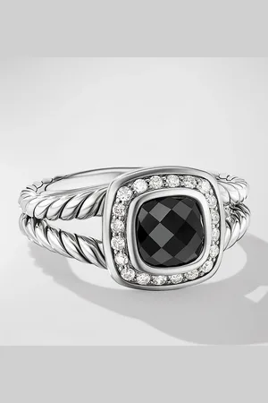 David Yurman Petite Albion Ring with Gemstone and Diamonds in Silver, 7mm