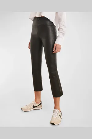 SPRWMN Leather High-Waist Cropped Flare Leggings