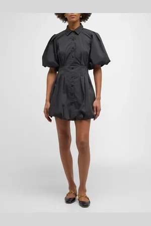 Simkhai Cleo Polin Balloon-Sleeve Pleated Mini Dress