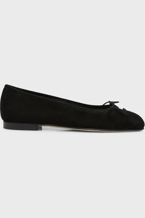 Manolo Blahnik Veralli Suede Bow Ballerina Flats