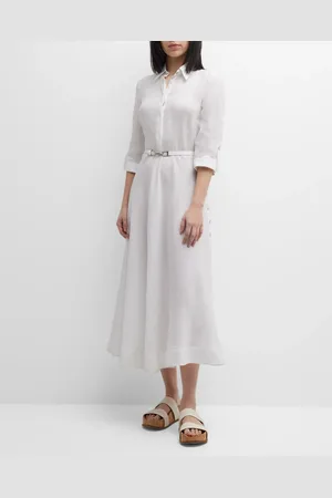GABRIELA HEARST Marley Belted Midi Linen Shirtdress