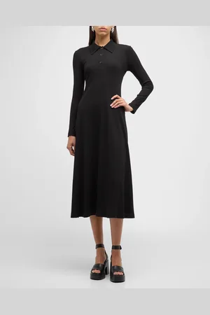 ROSETTA GETTY Long-Sleeved A-Line Midi Polo Dress