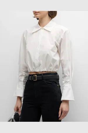Simkhai Blythe Cotton Poplin Button-Front Crop Shirt