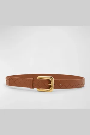 Bottega Veneta Light Woven Leather & Brass Belt