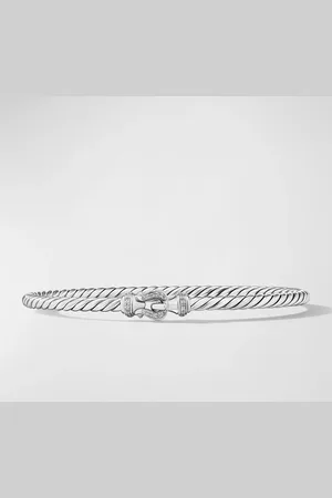 David Yurman Buckle Classic Cable Bracelet with Diamonds in Silver, 3mm