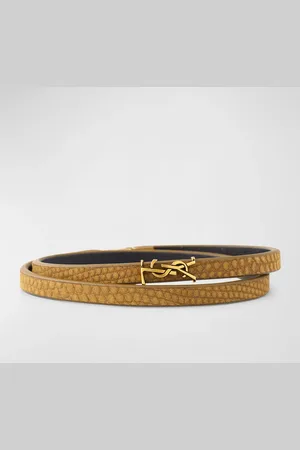 Saint Laurent Leather Double-Wrap YSL Bracelet