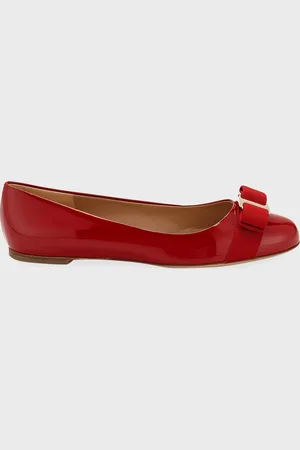 Salvatore Ferragamo Varina Patent Leather Bow Ballerina Flats