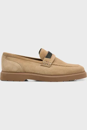 Brunello Cucinelli Suede Monili Penny Loafers