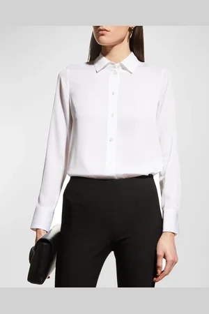 Vince Slim-Fit Long-Sleeve Stretch-Silk Blouse