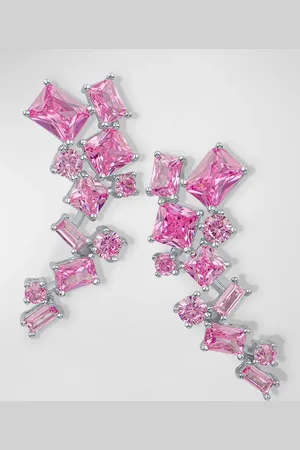 Kenneth Jay Lane Multi Shape Cubic Zirconia Scatter Crawler Earrings, 16tcw
