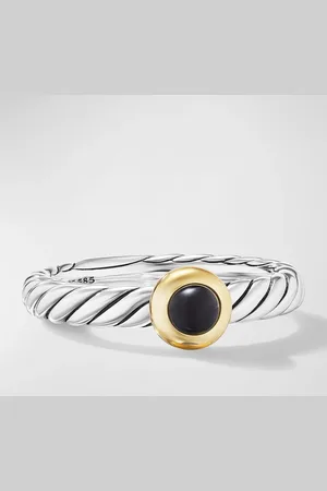 David Yurman Cable Flex Ring with Gemstone in Silver and 14K Gold, 2.8mm